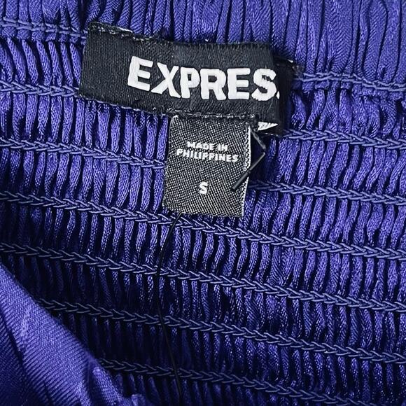 Express Women’s Blue Long Sleeve Bow Front Bodysuit Size Small - Picture 4 of 9